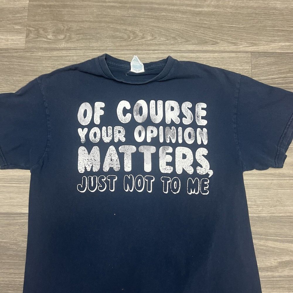 Vintage Funny Saying T Shirt Men M/S Blue Faded Skate Text‎ Punk Grunge Comedy